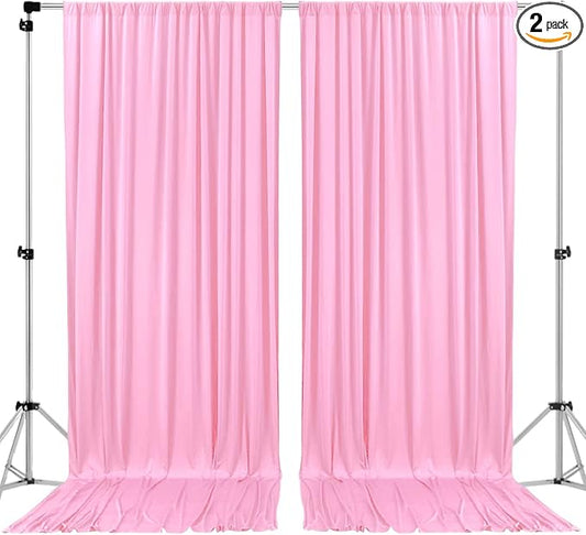 AK TRADING CO. 10 feet Wide x 12 feet Long IFR Polyester Backdrop Drapes Curtains Panels with Rod Pockets - Wedding Ceremony Party Home Window Decorations - (Pink)