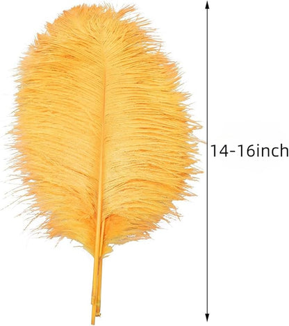 Ballinger Gold Large Ostrich Feathers - 12Pcs 14-16inch Large Feathers for Vase,Wedding Party Centerpieces and Christmas Home Decor