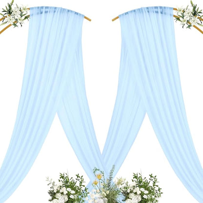 MLMC Baby Blue Wedding Arch Draping Fabric 1 Panel 29" x 20 FT Extra Long Gauze Drapes Sheer Backdrop Curtains 6.6 Yards Outdoor Drapery Panels for Wedding Baby Shower Party Ceiling Decoration