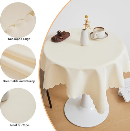 Small Square Beige Tablecloth 36 x 36 Inch Polyester Fabric Washable Table Cover Decorative Wrinkle Resistant Solid Color Table Cloth for Dining Party Wedding Camping
