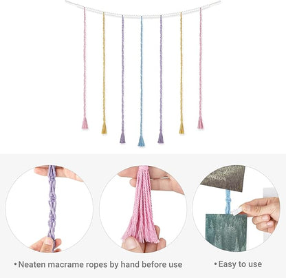 Mkono Macrame Hanging Photo Display Wall Decor with String Lights, Boho Wooden Beads Garland Collage Picture Card Frame Holder with 45 Clips for Bedroom Living Room Dorm, Teen Girls Christmas Gifts