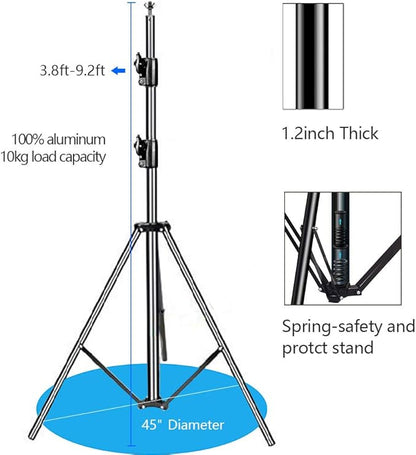 SLOW DOLPHIN Photo Video Studio 10ft (W) x 9.2ft (H) Heavy Duty Adjustable Photography Backdrop Stand Background Support System Kit with Carry Bag