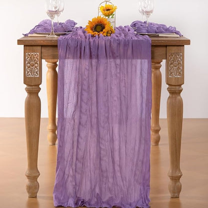 Lavender Purple Cheesecloth Table Runner Fall Table Runner Boho Gauze 120 Inches Cheese Cloth Fall Table Decorations for Thanksgiving Wedding Bridal Baby Shower Birthday Garden Party