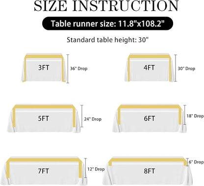 SHEJIZE 10 Pack Light Gold Satin Table Runner 12x108 Inches Long, Bright Silky Smooth Satin Table Runner Table Decor for Wedding Banquet Christmas Prom Event Birthday Party