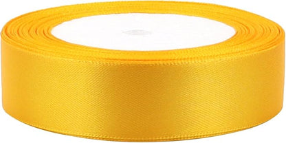 Yellow Solid Satin Ribbon 1 Inch 25 Yards Solid Polyester Fabric Ribbon for Gift Wrapping Wedding Christmas Baby Shower Birthday Party Decoration Handmade Immortal Flower Craft