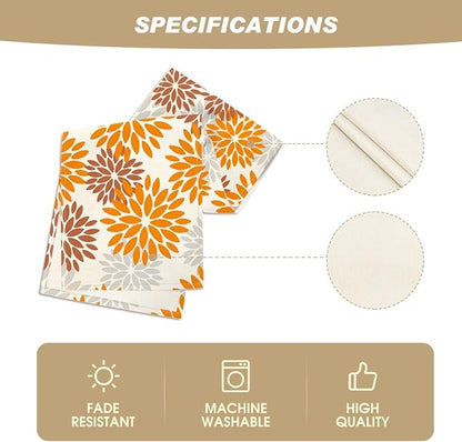 Artoid Mode Orange Dahlia Floral Pinnata Fall Table Runner, Seasonal Autumn Thanksgiving Kitchen Dining Table Decoration for Home Party Decor 13x72 Inch