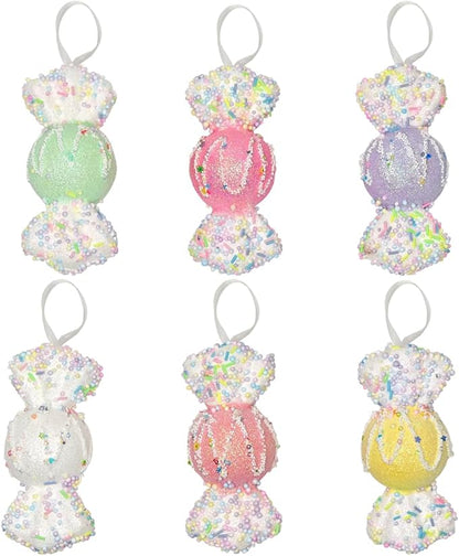 LANGXUN 6pcs Candy Land 2025 Xmas Birthday Party Wedding Suppiles Decoration, Hanging Candy Cane Christmas Tree Décor, Christmas Decorative Hanging Ornaments Crafts
