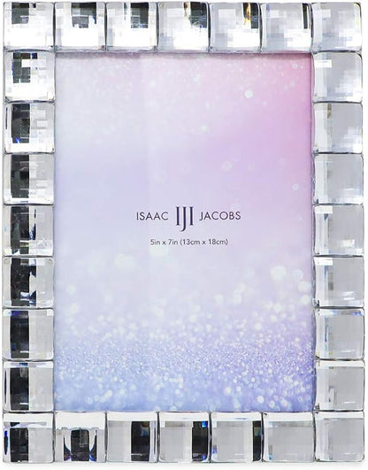 Isaac Jacobs Decorative Sparkling Clear Jewel Picture Frame, Photo Display & Home Décor (5x7, Clear)
