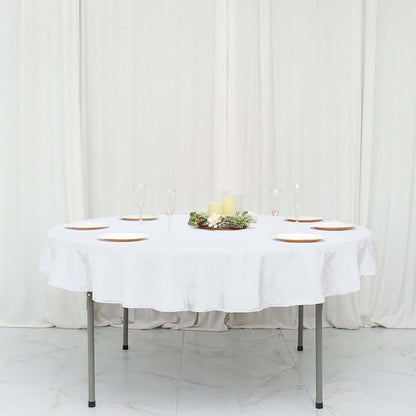 Efavormart Round Tablecloth, 70 Inch Stain & Wrinkle Resistant Washable Table Cloth, Decorative Polyester Fabric Table Cover for Banquet, Wedding, Dining- White
