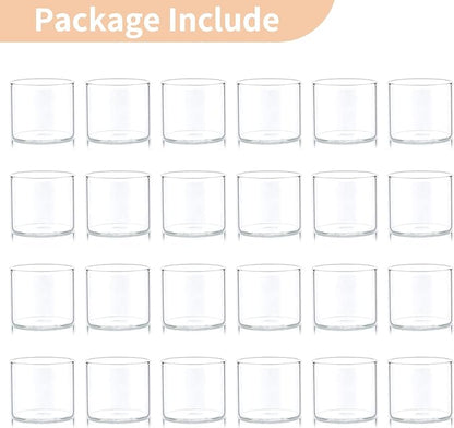 NUPTIO Clear Tealight Candle Holders: Set of 24 Glass Votive Holders Bulk - Small Floating Candleholder for Wedding Birthday Holiday Table Centerpieces Decoration (2.24 x 1.97 inch)