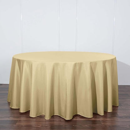 Efavormart Round Tablecloth, 120 Inch Stain & Wrinkle Resistant Washable Table Cloth, Decorative Polyester Fabric Table Cover for Banquet, Wedding, Dining - Champagne