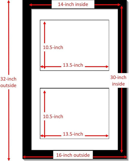 Creative Picture Frames 16X24Bk-W Black Vertical Double Diploma Frame With 2 Opening White Mat, Holds 2-11X14-Inch Documents With Wall Hanger