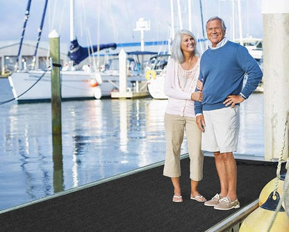 House, Home and More Indoor Outdoor Double-Ribbed Carpet Runner with Skid-Resistant Rubber Backing - Smokey Black - 3 Feet x 40 Feet