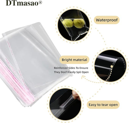 6x10 Inches 100 Pcs Self Sealing Cellophane Bags Clear Cookie Bags Resealable Cellophane Bag for Packaging Gifts,Cookies,Favors,Products,Candy for Packaging 100 Pieces 6"x10"