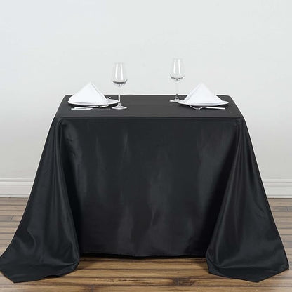 Efavormart 90" Black Wholesale Linens Polyester Square Linen Tablecloth for Kitchen Dining Catering Wedding Birthday Party Events