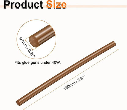 HARFINGTON 10pcs Hot Glue Sticks 0.28" Dia x 5.91" Long EVA Mini Hot Melt Adhesive Glue Stick for Hot Melt Gun Wood Plastic Glass Flowers Fabrics Foam, Brown