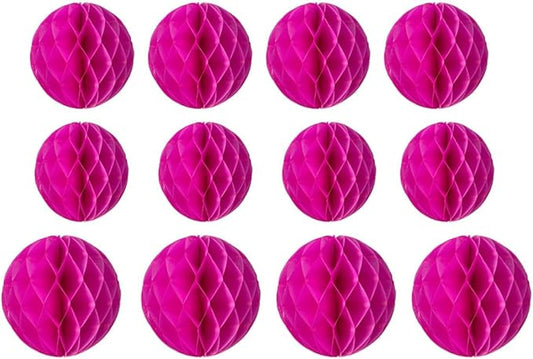 12pcs Party Honeycomb Decorations 4'' 8'' 10'' Honeycomb Balls Tissue Pom Poms Hanging Flower Balls for Baby Shower Birthday Wedding Nursery Wall Decor (Rose Red)