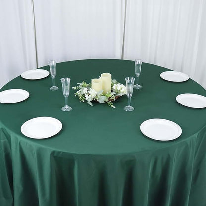 Efavormart Round Tablecloth, 132 Inch Stain & Wrinkle Resistant Washable Table Cloth, Decorative Polyester Fabric Table Cover for Banquet, Wedding, Dining- Hunter Green