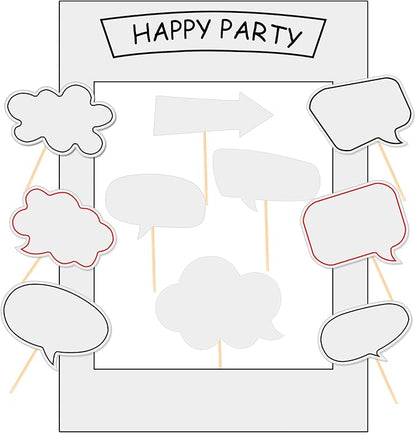 18pcs Blank Photo Booth Props Black Chalkboard Photo Booth Props Frame with Bubble DIY Photo Props for Birthday Wedding Party Supplies（White）