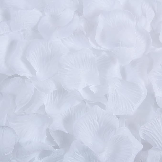 1000 Pcs Artificial Fake Rose Petals,Flower Petals for Romantic Night, Engagement, Party, Wedding, Event Flower Decorations, in Bulk(White)