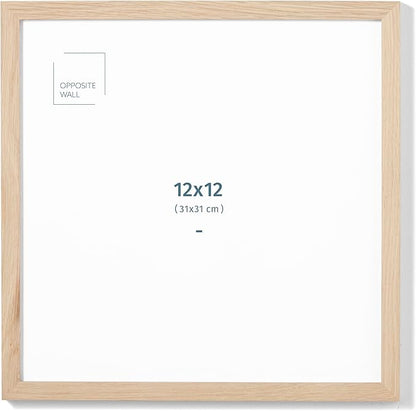 Opposite Wall - 12x12 in - Natural Solid Oak Wood Picture Frame - Lightweight, Versatile & Shatterproof - Wall Hanging Poster or Photo Frame - Wall Decor for Office, Gallery & Home