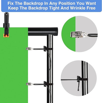 6 Pack 4.5 Inch Heavy Duty Spring Clamps + 6 Pack Backdrop Clips, Elastic Nylon Backdrop Clamps Holder Background Clips for Video Photography Background Support, Canvas, Creation and Home Use