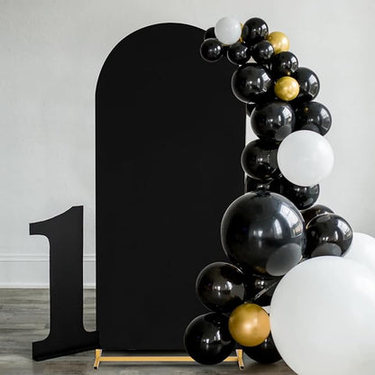 Black Arch Backdrop Cover 2.2ft x 5ft Fitted Spandex Arch Cover Balloon Arch Backdrop Fabric for Wedding Party Stage Decoations