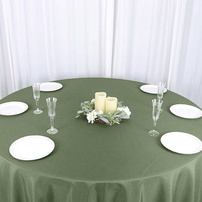Efavormart Round Tablecloth, 132 Inch Stain & Wrinkle Resistant Washable Table Cloth, Decorative Polyester Fabric Table Cover for Banquet, Wedding, Dining- Olive Green