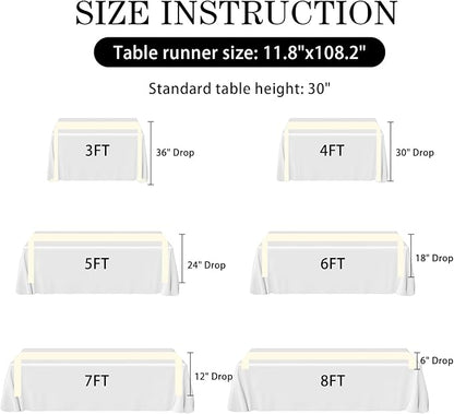 SHEJIZE 10 Pack White Satin Table Runner 12x108 Inches Long, Bright Silky Smooth Satin Table Runner Table Decor for Wedding Banquet Christmas Prom Event Birthday Party