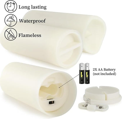 Set of 96 Flameless Led Battery Opeated (D2.2'' x H4''5''6'') Waterproof Outdoor Indoor Candles with 10-Key Remotes and Cycling 24 Hours Timer