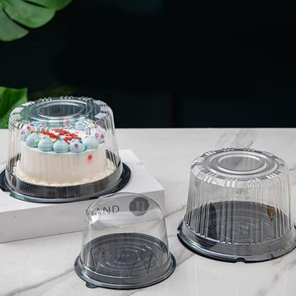 10-Pack Round Cake Stand & Dome - Clear Plastic Cupcake Stand, Cake Carrier & Box