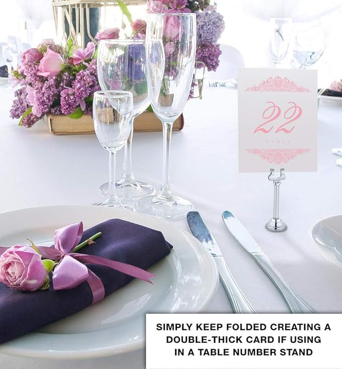 Paisley Wedding Table Numbers (Select Color/Quantity), Champagne, Pink, 1-35, Double Sided, Tent or Use in a Stand, Great for Parties & Restaurants - Made in the USA