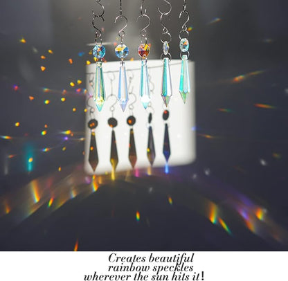 20PCS Chandelier Icicle Crystal Prisms Suncatcher,55mm Chandelier Crystals Replacement, AB Colors Crystals for Chandeliers with Hooks for Windows Wedding Lamp Decoration