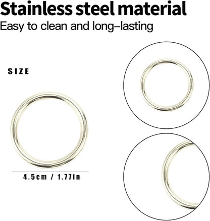 10 Pcs Silver Napkin Rings - Metal Napkin Ring(Round) Stainless Steel Napkin Rings for Table Settings Wedding Christmas Party Dinner Table