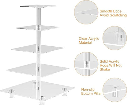 Cupcake Stand for 50 Cupcakes, 5 Tier Cupcake Holder, Large Clear Cupcake Tower, Acrylic Cupcake Stand, Cupcake Display Stand for Party, Wedding, Birthday, Baby Shower, Halloween