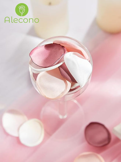 Alecono 𝟲𝟬𝟬𝙋𝙘𝙨 Silk Rose Petals, Pink Petals for Wedding Proposal Flower Girl Baket, Fake Rose Petals for Night Table Decoration