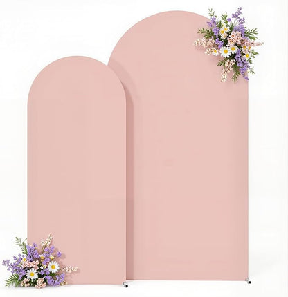 7.2FT 6FT Arch Backdrop Cover for Wedding, Set of 2 Stretchy Spandex Fitted Arch Stand Cover for Baby Shower, Birthday Party Decor, Chiara Backdrop Cover with Double-Sided Design(Dusty Pink)