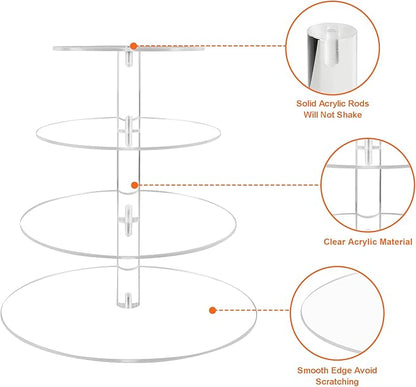 Cupcake Stand, 4 Tier Cupcake Stand for 50 Cupcakes, Round Tiered Cupcake Tower, Clear Acrylic Cupcake Holder, Dessert Stands for Party, Wedding, Birthday, Baby Shower, Halloween