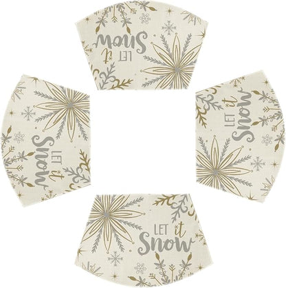 Artoid Mode Christmas Snowflakes Wedge Shape Placemats for Round Table Set of 4, Let it Snow Winter Winter Seasonal Kitchen Dining Table Decoration for Indoor Party Home