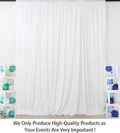 ShinyBeauty Sequin Backdrop White 4x8FT Sequin Fabric Backdrop Shimmer for Photograph Wedding,8FT White Glitter Curtain for Baby Birthday Background