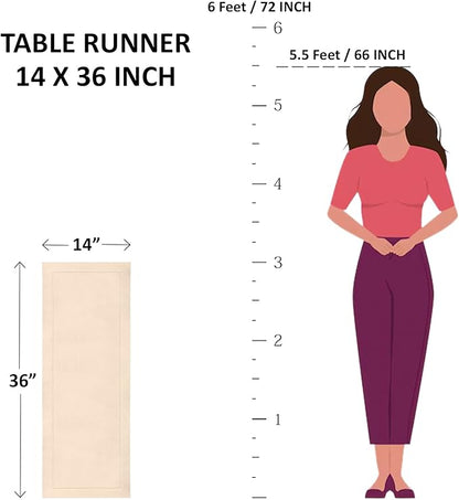 Solino Home Black Table Runner 36 Inches - Cotton Linen Hemstitch Coffee Table Runner 14 x 36 Inch Ideal for Dresser Tables - Fall, Autumn, Halloween, Thanksgiving, Holiday