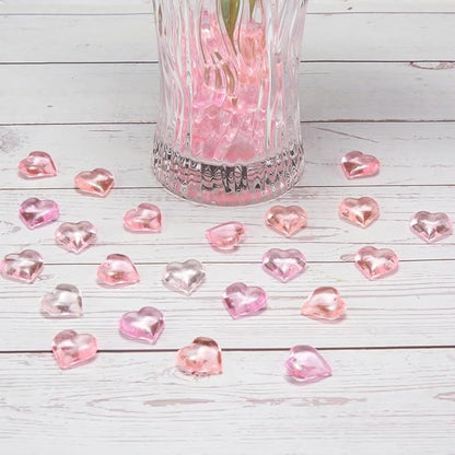 Homtable 150 Pieces Pink Red Acrylic Heart Table Scatter Vase Fillers, 5 Colors (5 Pink)