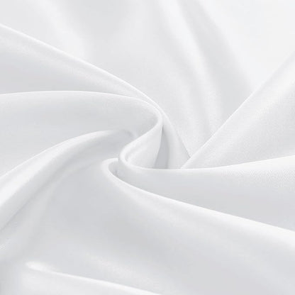 KKJIAF 1 Pack Round Table Cloths 90 Inch, White Overlay Round Satin Table Cover, Silky Satin Dining Tablecloths for Wedding Buffet Parties Banquet Decoration