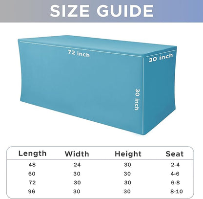 Nasitos Fitted Table Covers Stretch Spandex - 72 x 30 Inch - 2 Pack Turquoise Rectangle Table Clothes for 6 Foot Folding Tables, Wrinkle Resistant Tablecloths for Parties, Trade Show, Birthday