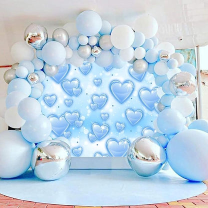 Sensfun 10x7ft Light Blue Heart Backdrop Early 2000s Party Decorations Old School Backdrops Valentines Day 90s Hearts Y2K Birthday Party Banner Newborn Photography Background Selfile Photo Booth Props