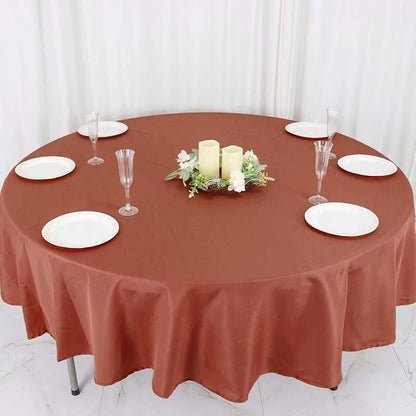 Efavormart Round Tablecloth, 90 Inch Stain & Wrinkle Resistant Washable Table Cloth, Decorative Polyester Fabric Table Cover for Banquet, Wedding, Dining- Terracotta