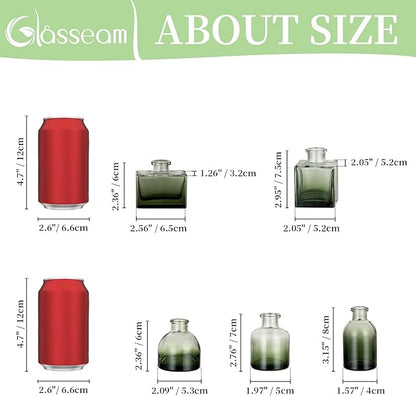 Glasseam Mini Bud Vases for Centerpieces: Clear Small Flower Vase Set of 20 Cute Tiny Glass Table Centerpieces Modern Wedding Birthday Party Baby Shower Dining Room Decoration Green