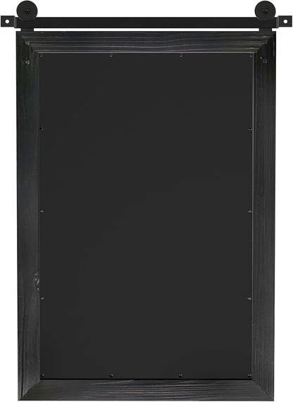 COGOOD Farmhouse Barn Door Mirror - 38 X 25 Rustic Bathroom Mirror for Living Room, Entryway, Vanity Wall Decor (Black)