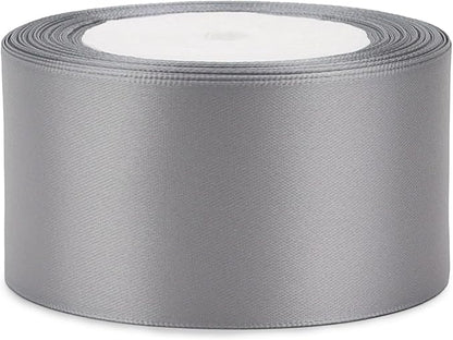 Gray Solid Satin Ribbon 2 Inch 25 Yards Solid Polyester Fabric Ribbon for Gift Wrapping Wedding Christmas Baby Shower Birthday Party Decoration Handmade Immortal Flower Craft