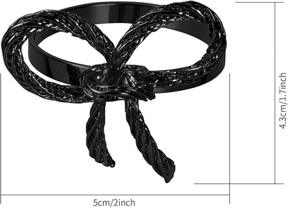 Pack of 12 Napkin Rings Alloy Hollow Out Flower Napkin Holder Dinning Table Napkin Ring for Dinner Parties Wedding Banquet Table Setting Family Gatherings Table Decor（Black，12）